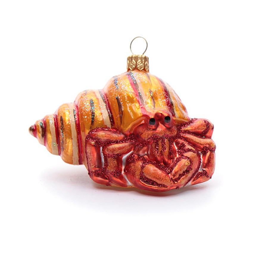 MRS Hand Made Hermit Crab Glass Christmas Ornaments 