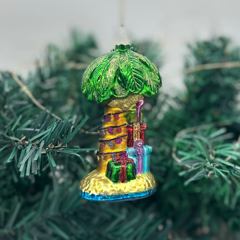 MRS Hand Made Cocount Trees on the Beach for Christmas Ornaments 
